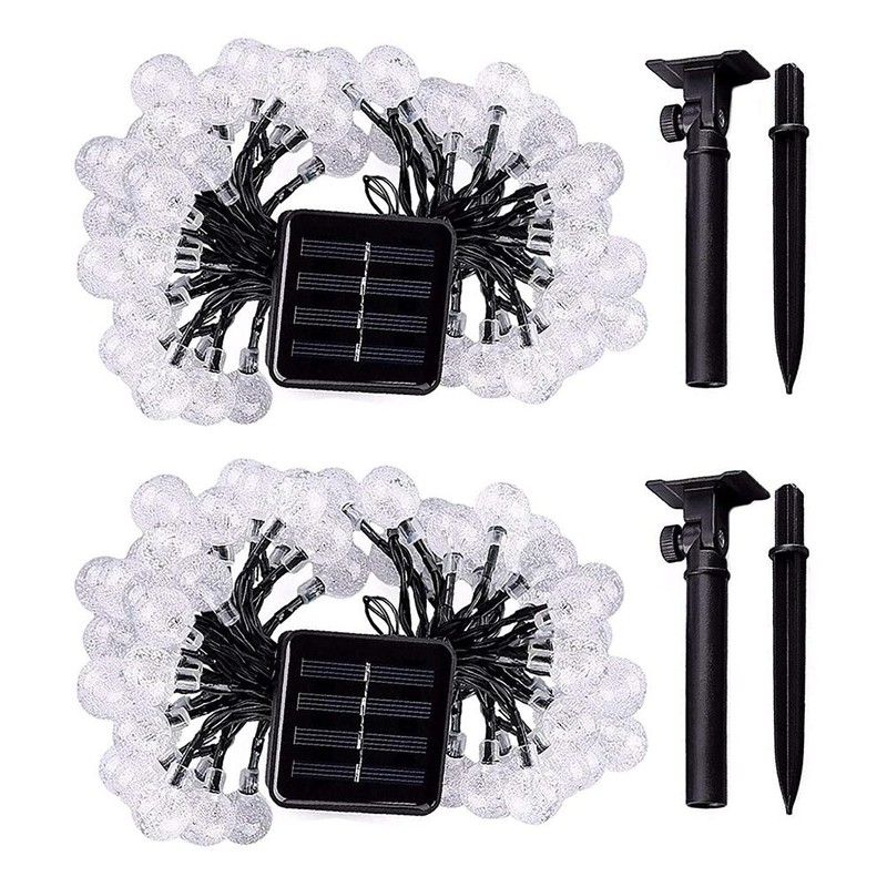 2 Pcs 50 LED 32FT Crystal Globe Solar String Lights