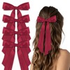 Wine Red Hair Bows Ribbon for Women Girls Gift 4Pcs