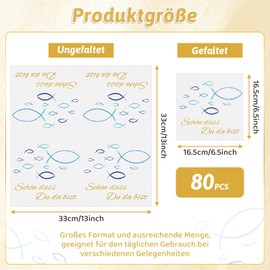 Pack of 80 Napkins Fish Blue, Schön, dass du da bist!', Fish Table Decoration for Christening, Communion, Confirmation, Christening Decoration Girls or Other Festive Occasions, 33 x 33 cm
