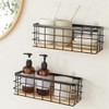 Yuikome 2 Packs Metal Storage Basket with Wooden Base, Decorative