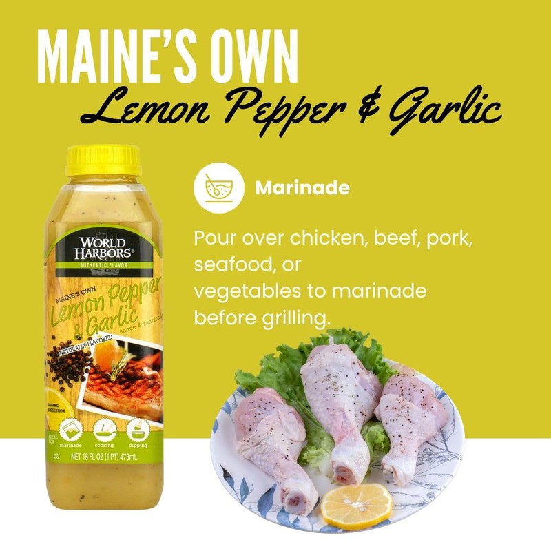 World Harbors Lemon Pepper Garlic Sauce & Marinade, Made in
