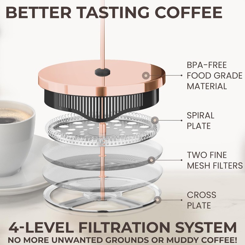 Cafe Du Chateau Stainless Steel French Press Coffee Maker 34