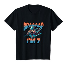 Kids Snowmobile Braaaap I'm 7 Year Old 7th Birthday Boy T-Shirt