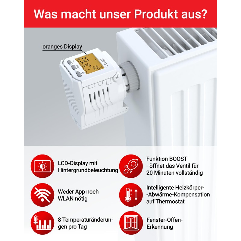 Elektrobock HD13-L Programmable Radiator Thermostat, 280 W, 230 V, White,