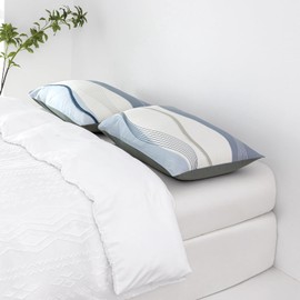 YuHeGuoJi Blue White Pillow Cases King 100% Cotton Abstract Striped Decorative Pillow Covers Set of 2 Neutral Geometric Pillowcases with Envelope Closure Modern Pinstripe Pillow Protectors 20"x36"