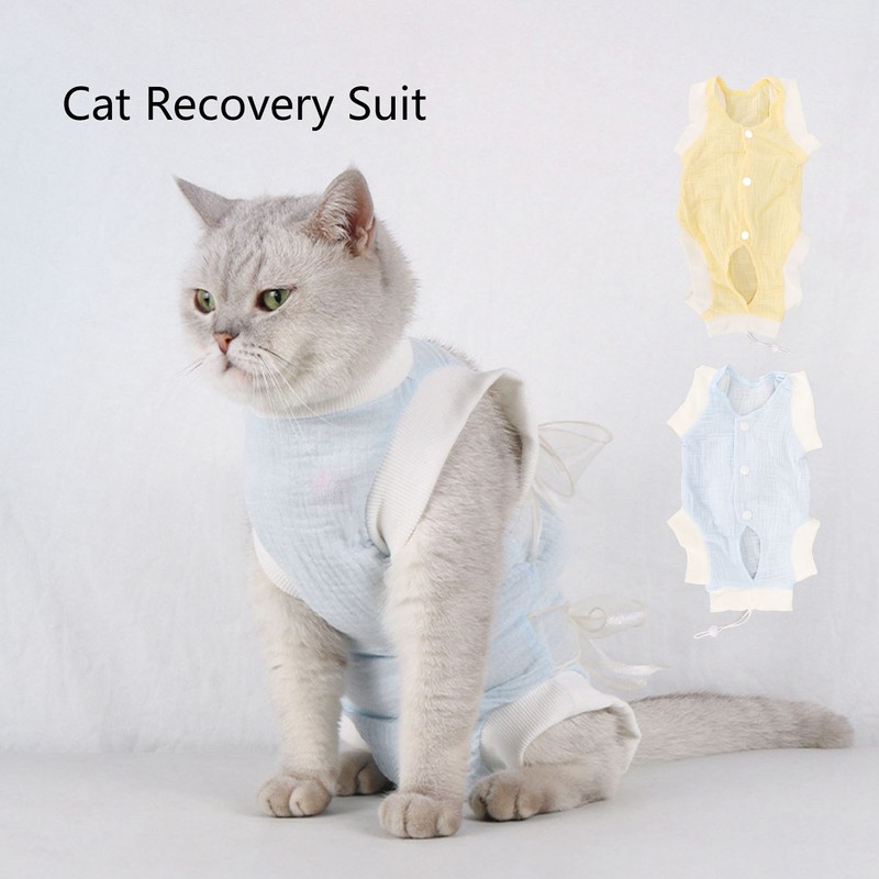 Cat Recovery Suit Breathable Prevent Licking Wound Protection Cat Postoperative