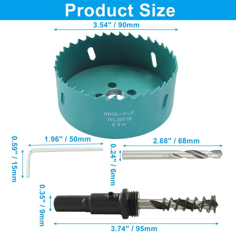 LifCratms 3-1/2 Inch / 90mm Inch BI-Metal Hole Saw with