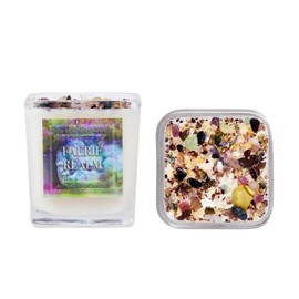 Faerie Realm Candle by New Moon Beginnings - Enchantment & Connection - Herb, Flower, & Crystal Candles - Aromatherapy Candles - Soy Candle - 7.5 oz Glass Jar
