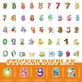 Funny Mini Number Stickers 50 Pcs Animal Scrapbook Sticker by Number Aesthetic 1-10 Number Stickers for Kids Teens Numbered Stickers Waterproof