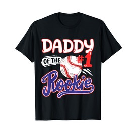Daddy of Rookie 1st Baseball Birthday Party Theme Matching T-Shirt