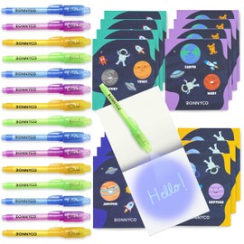 BONNYCO UV Pen and Notebook, Pack of 16 Space Party Bags, Children's Birthday Party Bags, Space Children's Birthday Party Gifts, Advent Calendar and Small Gifts for Children, Birthday Decoration