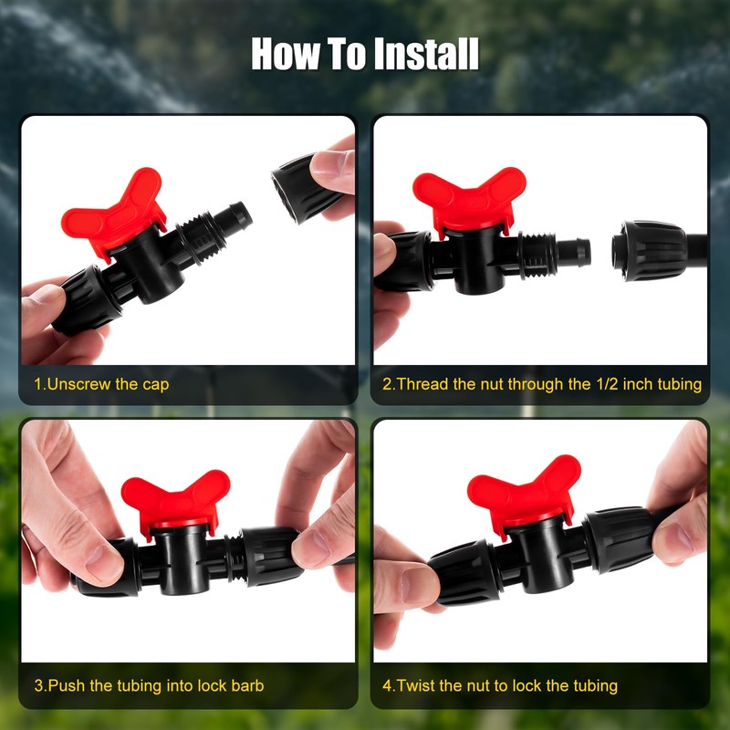 8pc 1/2 inch Irrigation Fittings Anti-Drop Drip Irrigation Valve,Lock Barbed