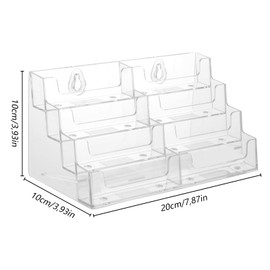 LDXDRU 4 Pieces Business Card Holder, Acrylic Business Card Stand, Business Card Box with 8 Compartments, Card Stand for Business Card Display, Card Organiser for Desk and Office