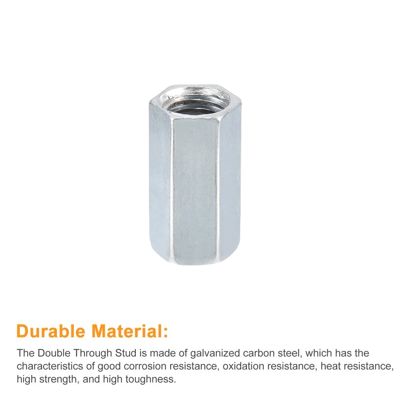 sourcing map 5pcs M12x15x30mm Coupling Nuts - Galvanized Carbon Steel