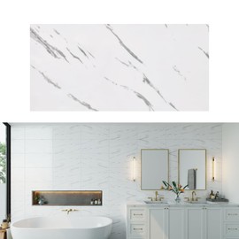 FINECRAFT DECOR 19,4 sqft Peel Stick Backsplash, Peel Stick Tile, Kitchen Backsplash Tiles Peel and Stick, Peel & Stick Wall Tiles, Peel and Stick Backsplash Kitchen (24x12 10Pc, White Himalaya)