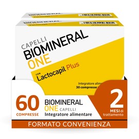 Biomineral One Capelli Più Forti, Valuminosi e Spessi, 60 Compresse, Integratore per Capelli a Base di Lactocapil Plus con Biotina, Vitamina D, Acido Linoleico e Taurina, 2 Confezioni da 30 Compresse
