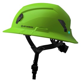 STUDSON SHK-1 Full Brim Safety Helmet: ANSI/ISEA Z89.1 Type II Compliant (R 2019), Lightweight & Breathable, NFC Emergency Contact Chip, One Size, Class C & E Protection (Non-Vented, Green)