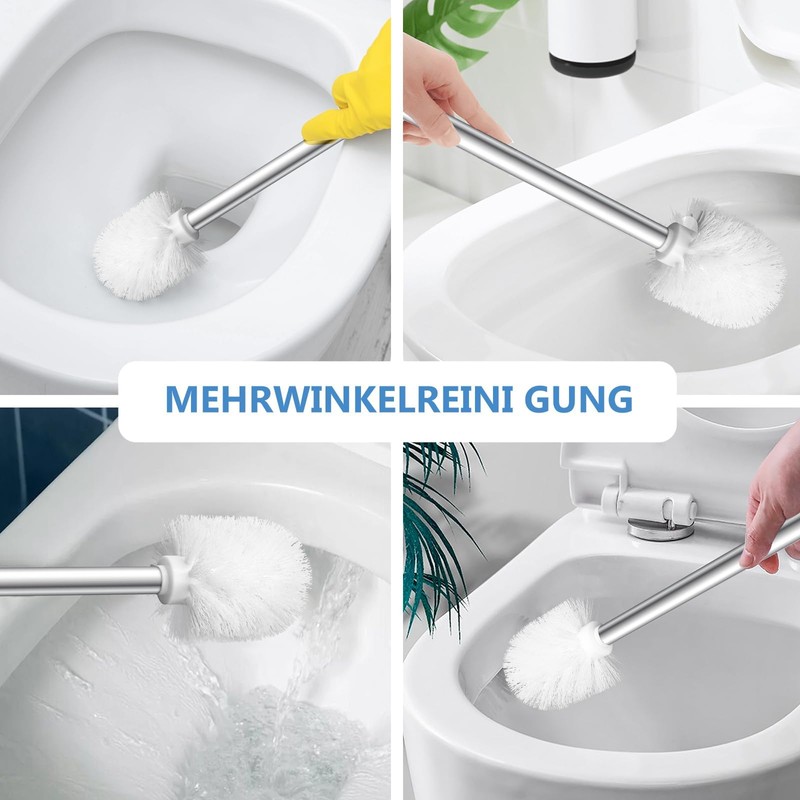 Toilet Brush with Stainless Steel Handle, 7.5 cm Diameter, Set