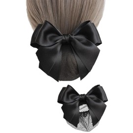 YINKE Hair Style Unidentifiable Bun Net Chignon Net Black Ribbon Barrette Bun Cover Hair Closure Barrette With Net For Ceremonial Hair Accessories