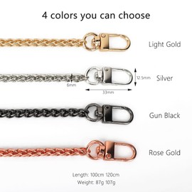 47"/120cm Purse Chain Strap Shoulder Cross Body Sling Purse Handbag Replacement Accessories with Metal Buckles (Rose Gold)