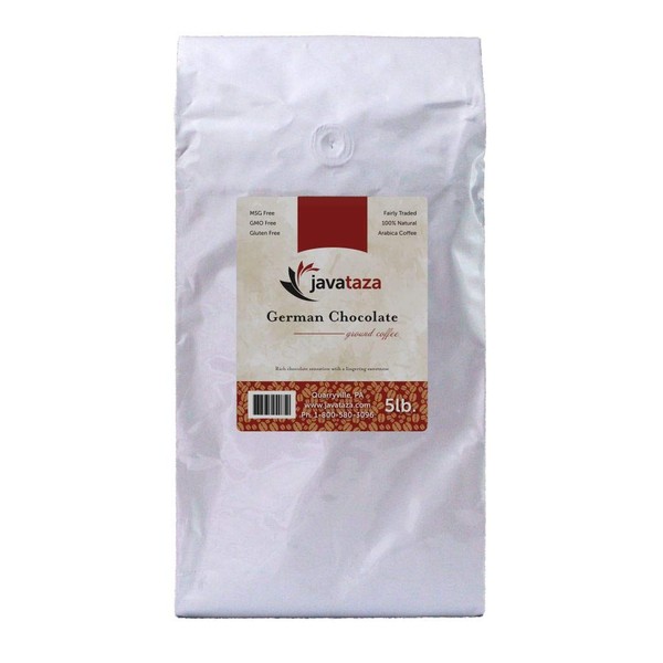 German Chocolate Ground Coffee 5lb. - Fairly Traded, Naturally Shade Grown