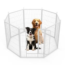 40 Inch 8 Panels Dog Playpen, Heavy Duty Metal Pet Fence for Indoor Outdoor, Camping, Yard, RV, Garden Fence, Privacy Yard, White