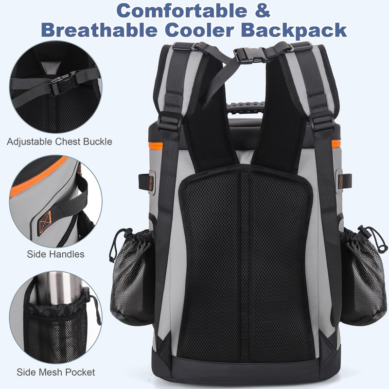 SUNUP 35 Cans Waterproof Cooler Backpack, Soft Insulated Leak Proof