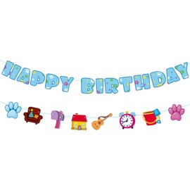 Dog Clues Birthday Banner- Blue Happy Birthday Banner, Paw Birthday Decorations for Boys, Clues Themed Happy Birthday Sign for Boys 1st 2nd 3rd Party Baby Shower