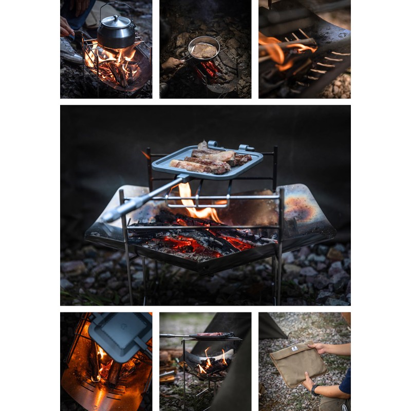 CAMPINGMOON Solo Grill A4 Type Stainless Steel Campfire Stand SOLO-A4