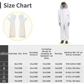 Beekeeper Suit Beekeeping Suit Full Body Protective Suit Protective Clothing with Veil, Hood, Gloves, Hat, Protection for Beekeepers, White, Unisex, White, XXL