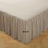 Silnuo Taupe/White Plaid Bed Skirt Washed Cotton Shabby Gingham Checkered