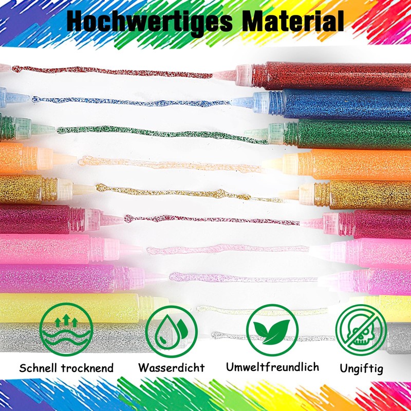 Glitter pens, glitter crafts