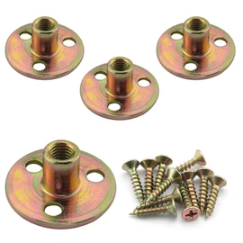 DGHAOP 4pcs Furniture Mounting Plate 5/16 Three-Hole Cylindrical Iron Plate Nut for Furniture Legs