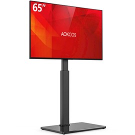 AOKCOS Swivel TV Floor Stand for 32-65 Inches TVs, 8 Level Height Adjustable Corner Small TV Stand Mount for Living Room/Bedroom, Holds up to 88 lbs,MAX VESA 400x400mm,Black