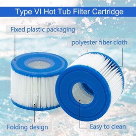 SAMSYOKI Pack of 8 Filter Cartridges for Pool Type VI, Filter Cartridges Pool for Bestway Pool Filter for Lay Z Spa, MSPA Whirlpool Replacement Filter for Miami Hawaii Vegas Monaco Palm Springs
