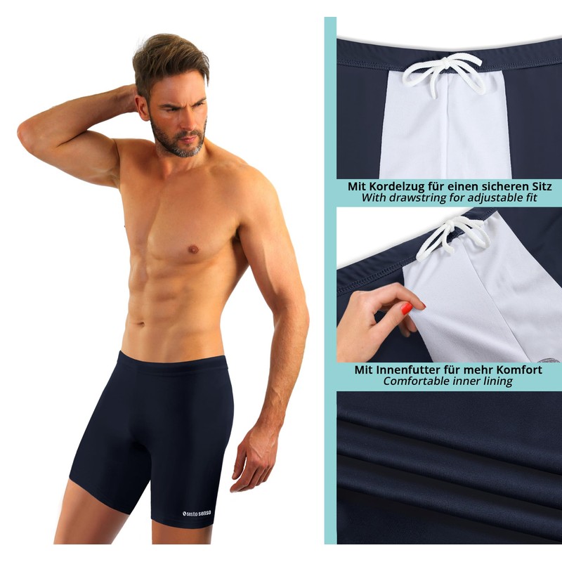 sesto senso Men's Jammer Swimming Trunks Long Tight Boxer Surfing