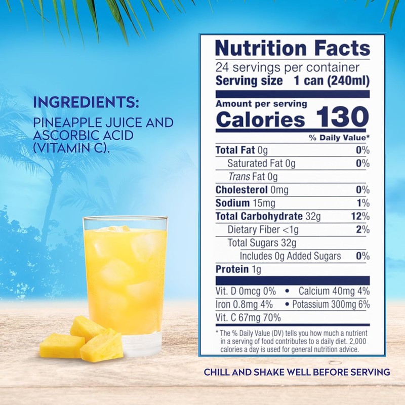 Dole 100% Pineapple Juice, No Added Sugar, Excellent Source of