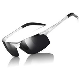 AISSWZBER Mens Sports Polarized Sunglasses Driving Metal Frame UV Protection Sunglasses For Men 8177