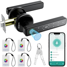 Zengtumy Fingerprint Door Lock, Door Locks for Bedrooms, Biometric Door Lock with Fingerprint/App/Password/Key/IC Card-Smart Door Lock for Home, Hotel, Office, Apartment-Black