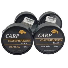 Black Coated Hooklink - 20m Spool - 25 lbs & 15 lbs Carp Fishing Terminal Tackle (15 lbs)