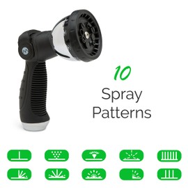 Morvat Garden Hose Nozzle, Water Hose Nozzle, Garden Sprayer, Plant Mister, 10 Spray Patterns, Adjustable Pressure, Heavy Duty, Slip Resistant Comfort Grip, On/Off Sprayer Lock, 2 PACK