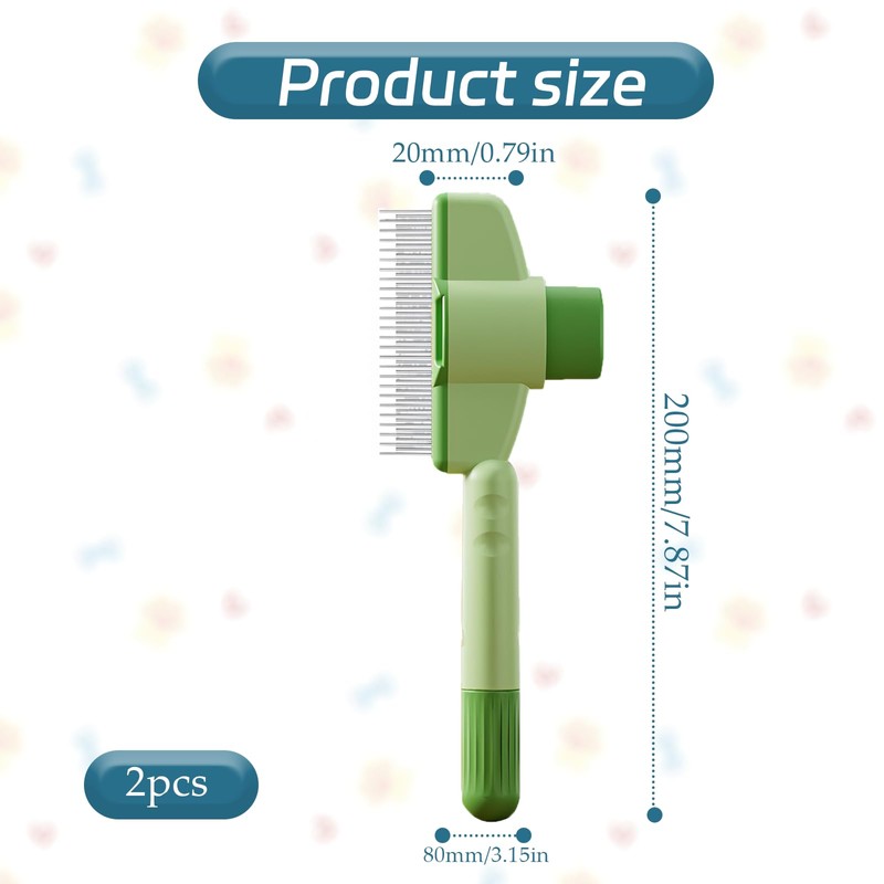 2Pcs Pet Depilatory Comb, Flea Comb with Release Button, for