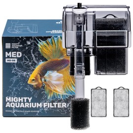 Mighty Aquarium Hang On Back Filter - Aquarium HOB Filter - Adjustable Fish Tank Filter - Aquarium Filters - Nano Aquarium Filter - Fish Aquarium Filter - Hang On Back Aquarium Filter (4-10 Gallons)