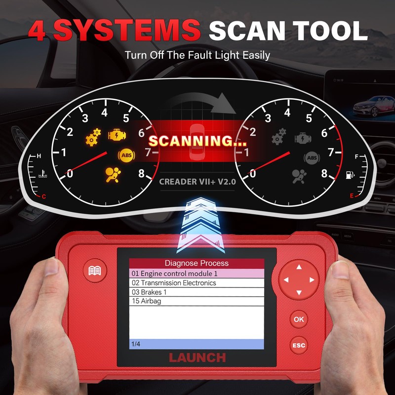 LAUNCH Creader VII+ V2.0 OBD2 Scanner Diagnostic Scan Tool, 2026