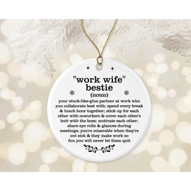 Work Wife Bestie Christmas Ornament, Work Wife Bestie Definition Dictionary Gift, Best Work Wife Bestie Ever Ornament, Christmas Ornament Gift For Work Wife Bestie Printed on Both Sides