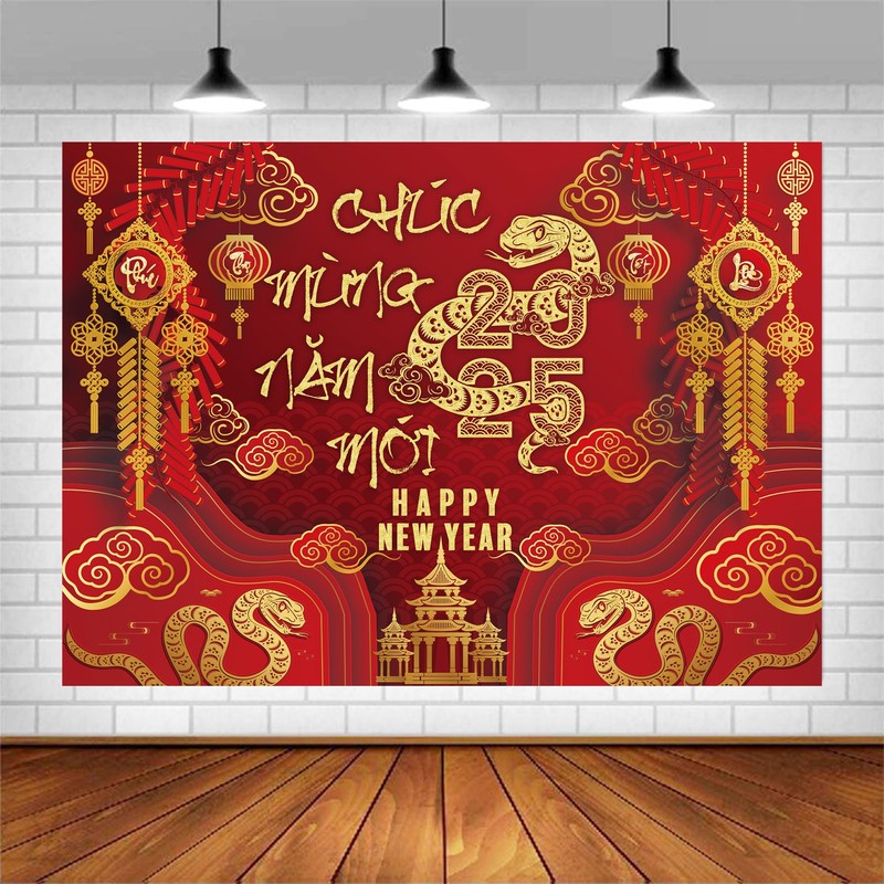 IRCOR TET Decorations 2025 Vietnamese New Year Backdrop with 12