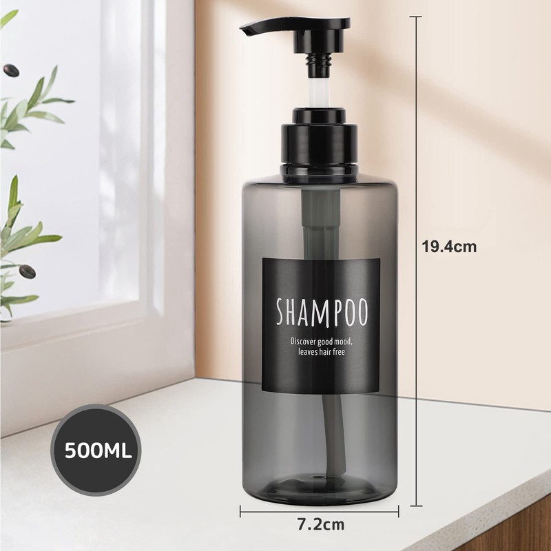 Segbeauty Shampoo Bottle Dispenser, Gray, Set of 3, 16.9 fl