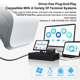 docooler QR Desktop Barcode Scanner Mobile Payment Code Scanning Box Car Sensor USB Wired Bar Code Reader for Supermarket Retail Store Restaurant