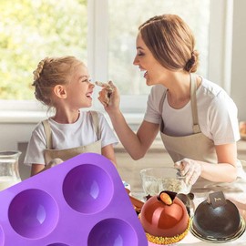 Hot Chocolate Bomb Mold Silicone Large Chocolate Sphere Mold Chocolate Ball Molds Silicone Hot Cocoa Bomb Molds 2.5" Round Chocolate Mold Semi Sphere Silicone Mold with Brush & Spatula