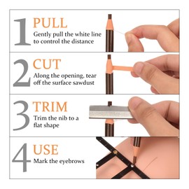 ATOMUS 6pcs Eyebrows Pencil with 10pcs Blades Set Waterproof Eyebrow Tattoo Microblading Marking Pencils Kit Peel-off Brow Pencil Brown Light Brown Dark Brown 3 Colors Brow Pencil